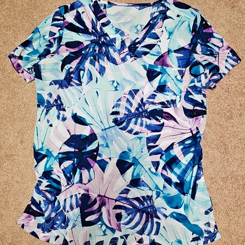 Uniform Advantage Scrub Top, tropical print, size small